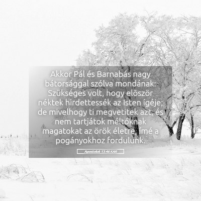 Picture 05 - Apostolok 13:46 KAR - Akkor Pál és Barnabás nagy bátorsággal - Bible Verse Picture