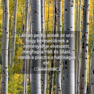 Picture 05 - Apostolok 16:19 KAR - Látván pedig annak az urai, hogy keresetüknek - Bible Verse Picture