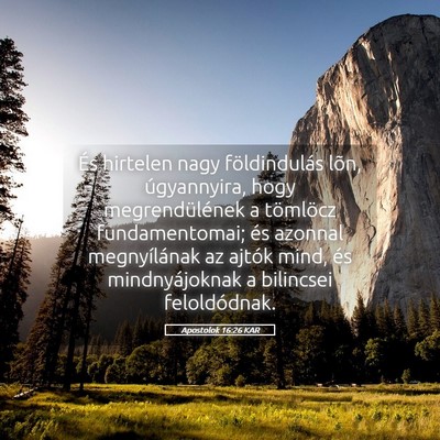 Picture 05 - Apostolok 16:26 KAR - És hirtelen nagy földindulás lõn, - Bible Verse Picture