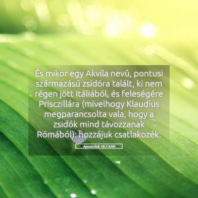 Picture 05 - Apostolok 18:2 KAR - És mikor egy Akvila nevû, pontusi származású - Bible Verse Picture