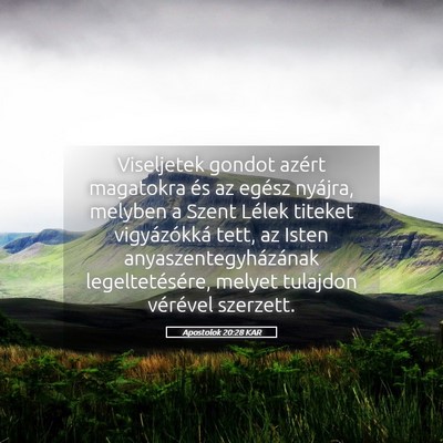 Picture 05 - Apostolok 20:28 KAR - Viseljetek gondot azért magatokra és az egész - Bible Verse Picture