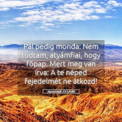 Picture 05 - Apostolok 23:5 KAR - Pál pedig monda: Nem tudtam, atyámfiai, hogy - Bible Verse Picture