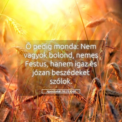 Picture 05 - Apostolok 26:25 KAR - Õ pedig monda: Nem vagyok bolond, nemes Festus, - Bible Verse Picture