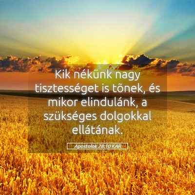 Picture 05 - Apostolok 28:10 KAR - Kik nékünk nagy tisztességet is tõnek, és - Bible Verse Picture