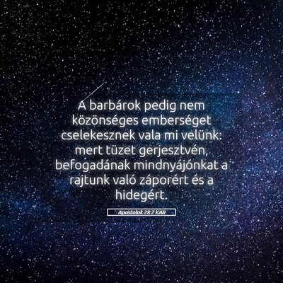 Picture 05 - Apostolok 28:2 KAR - A barbárok pedig nem közönséges emberséget - Bible Verse Picture