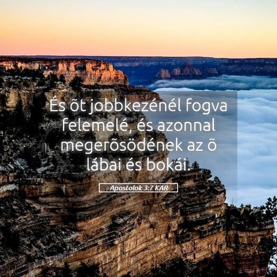 Picture 05 - Apostolok 3:7 KAR - És õt jobbkezénél fogva felemelé, és - Bible Verse Picture
