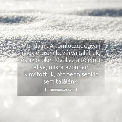 Picture 05 - Apostolok 5:23 KAR - Mondván: A tömlöczöt ugyan nagy erõsen - Bible Verse Picture