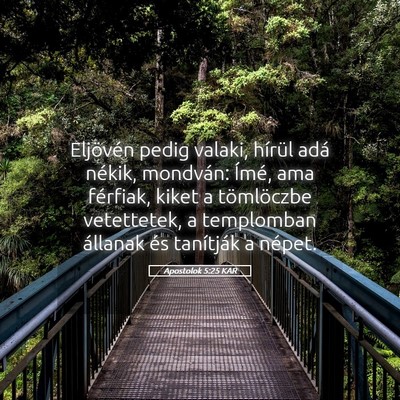 Picture 05 - Apostolok 5:25 KAR - Eljövén pedig valaki, hírül adá nékik, - Bible Verse Picture