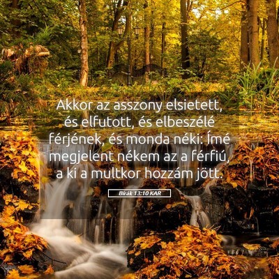 Picture 05 - Bírák 13:10 KAR - Akkor az asszony elsietett, és elfutott, és - Bible Verse Picture