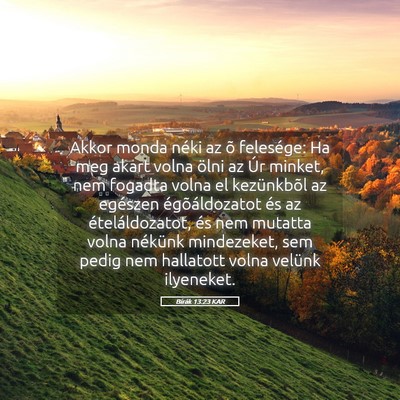 Picture 05 - Bírák 13:23 KAR - Akkor monda néki az õ felesége: Ha meg akart - Bible Verse Picture