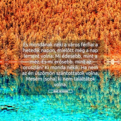Picture 05 - Bírák 14:18 KAR - És mondának néki a város férfiai a hetedik - Bible Verse Picture