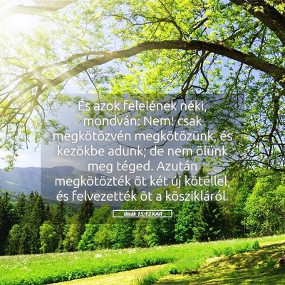 Picture 05 - Bírák 15:13 KAR - És azok felelének néki, mondván: Nem! csak - Bible Verse Picture