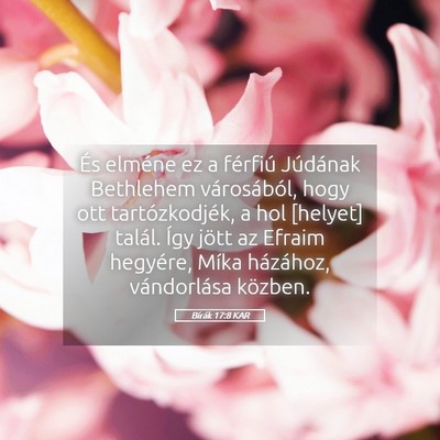 Picture 05 - Bírák 17:8 KAR - És elméne ez a férfiú Júdának Bethlehem - Bible Verse Picture