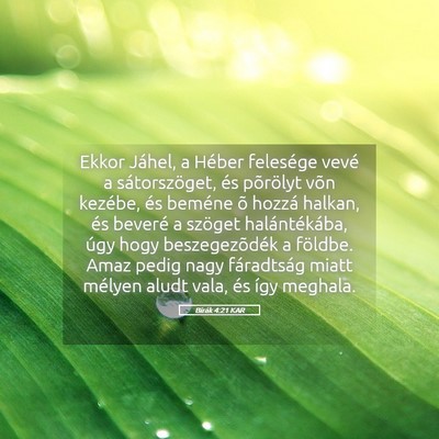 Picture 05 - Bírák 4:21 KAR - Ekkor Jáhel, a Héber felesége vevé a - Bible Verse Picture
