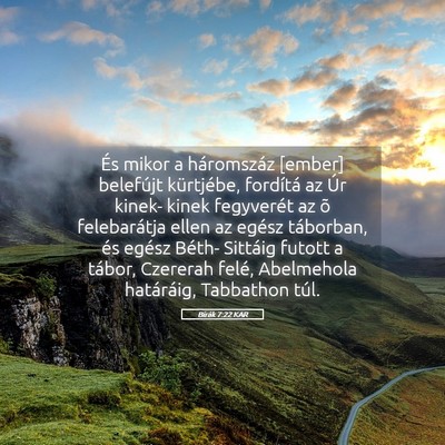 Picture 05 - Bírák 7:22 KAR - És mikor a háromszáz [ember] belefújt - Bible Verse Picture