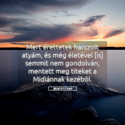 Picture 05 - Bírák 9:17 KAR - Mert érettetek harczolt atyám, és még - Bible Verse Picture