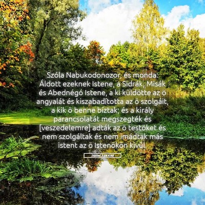 Picture 05 - Dániel 3:28 KAR - Szóla Nabukodonozor, és monda: Áldott ezeknek - Bible Verse Picture