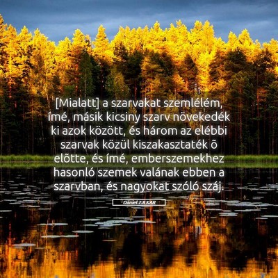 Picture 05 - Dániel 7:8 KAR - [Mialatt] a szarvakat szemlélém, ímé, másik - Bible Verse Picture