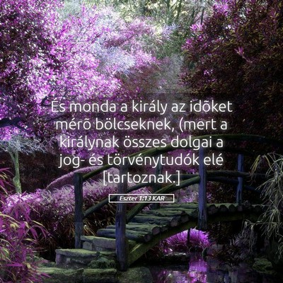 Picture 05 - Eszter 1:13 KAR - És monda a király az idõket mérõ - Bible Verse Picture