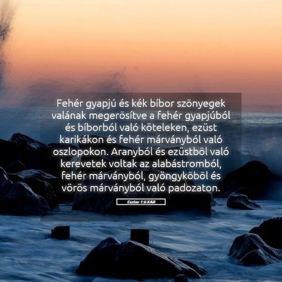 Picture 05 - Eszter 1:6 KAR - Fehér gyapjú és kék bíbor szõnyegek - Bible Verse Picture