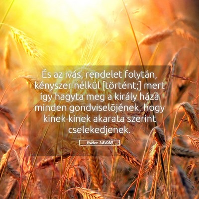 Picture 05 - Eszter 1:8 KAR - És az ivás, rendelet folytán, kényszer - Bible Verse Picture