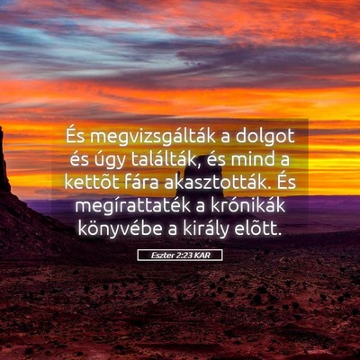 Picture 05 - Eszter 2:23 KAR - És megvizsgálták a dolgot és úgy találták, - Bible Verse Picture