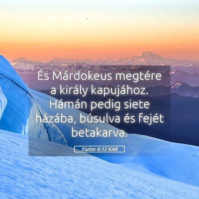 Picture 05 - Eszter 6:12 KAR - És Márdokeus megtére a király kapujához. - Bible Verse Picture