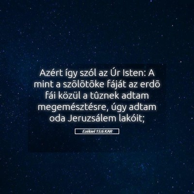 Picture 05 - Ezékiel 15:6 KAR - Azért így szól az Úr Isten: A mint a - Bible Verse Picture