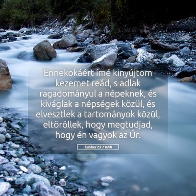 Picture 05 - Ezékiel 25:7 KAR - Ennekokáért ímé kinyújtom kezemet reád, s - Bible Verse Picture