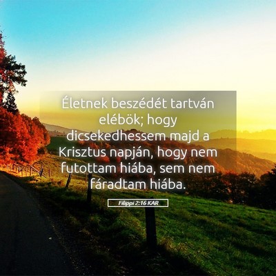 Picture 05 - Filippi 2:16 KAR - Életnek beszédét tartván elébök; hogy - Bible Verse Picture