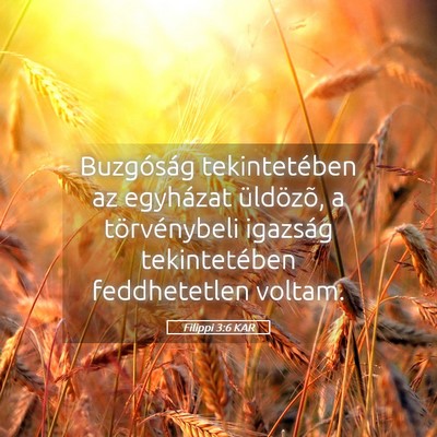 Picture 05 - Filippi 3:6 KAR - Buzgóság tekintetében az egyházat üldözõ, - Bible Verse Picture