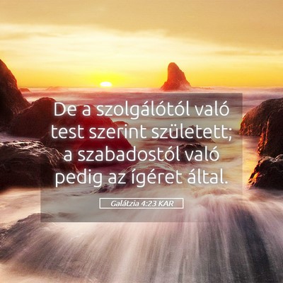 Picture 05 - Galátzia 4:23 KAR - De a szolgálótól való test szerint - Bible Verse Picture
