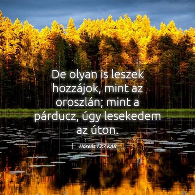 Picture 05 - Hóseás 13:7 KAR - De olyan is leszek hozzájok, mint az oroszlán; - Bible Verse Picture