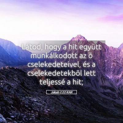 Picture 05 - Jakab 2:22 KAR - Látod, hogy a hit együtt munkálkodott az õ - Bible Verse Picture