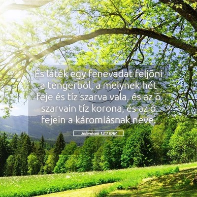 Picture 05 - Jelenések 13:1 KAR - És láték egy fenevadat feljõni a tengerbõl, - Bible Verse Picture