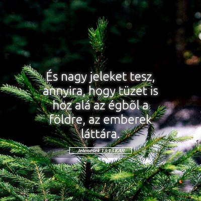Picture 05 - Jelenések 13:13 KAR - És nagy jeleket tesz, annyira, hogy tüzet is - Bible Verse Picture