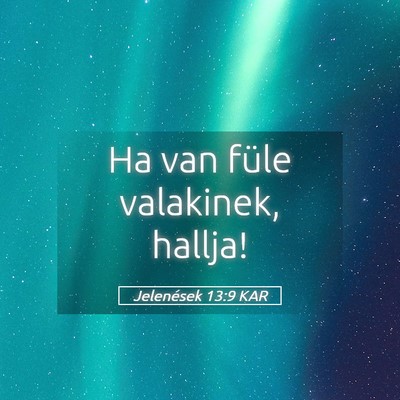 Picture 05 - Jelenések 13:9 KAR - Ha van füle valakinek, - Bible Verse Picture