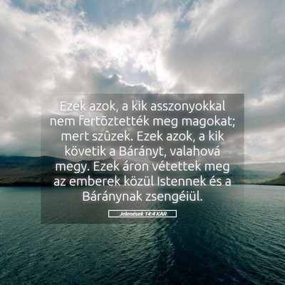 Picture 05 - Jelenések 14:4 KAR - Ezek azok, a kik asszonyokkal nem fertõztették - Bible Verse Picture