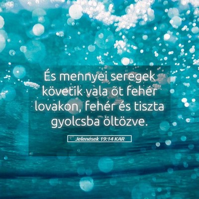 Picture 05 - Jelenések 19:14 KAR - És mennyei seregek követik vala õt fehér - Bible Verse Picture