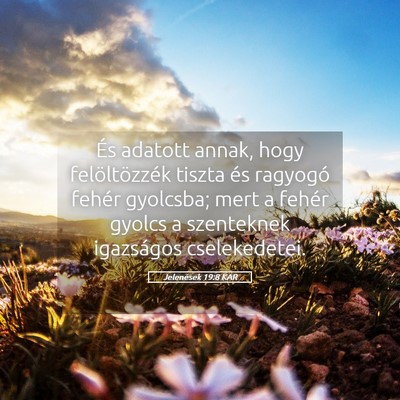 Picture 05 - Jelenések 19:8 KAR - És adatott annak, hogy felöltözzék tiszta és - Bible Verse Picture
