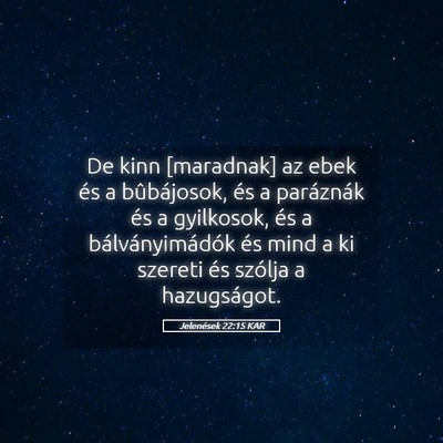 Picture 05 - Jelenések 22:15 KAR - De kinn [maradnak] az ebek és a bûbájosok, és - Bible Verse Picture