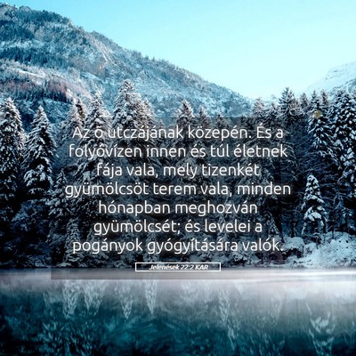 Picture 05 - Jelenések 22:2 KAR - Az õ utczájának közepén. És a folyóvízen - Bible Verse Picture