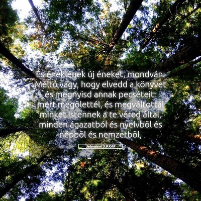 Picture 05 - Jelenések 5:9 KAR - És éneklének új éneket, mondván: Méltó - Bible Verse Picture