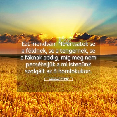 Picture 05 - Jelenések 7:3 KAR - Ezt mondván: Ne ártsatok se a földnek, se a - Bible Verse Picture