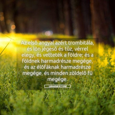 Picture 05 - Jelenések 8:7 KAR - Az elsõ angyal azért trombitála, és lõn - Bible Verse Picture