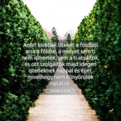Picture 05 - Jeremiás 16:13 KAR - Azért kivetlek titeket e földbõl arra a - Bible Verse Picture
