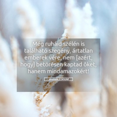 Picture 05 - Jeremiás 2:34 KAR - Még ruháid szélén is található szegény, - Bible Verse Picture