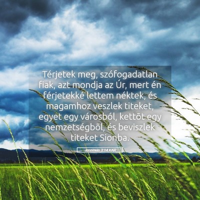 Picture 05 - Jeremiás 3:14 KAR - Térjetek meg, szófogadatlan fiak, azt mondja az - Bible Verse Picture