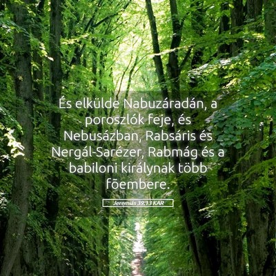 Picture 05 - Jeremiás 39:13 KAR - És elkülde Nabuzáradán, a poroszlók feje, - Bible Verse Picture