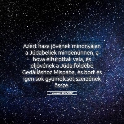 Picture 05 - Jeremiás 40:12 KAR - Azért haza jövének mindnyájan a Júdabeliek - Bible Verse Picture